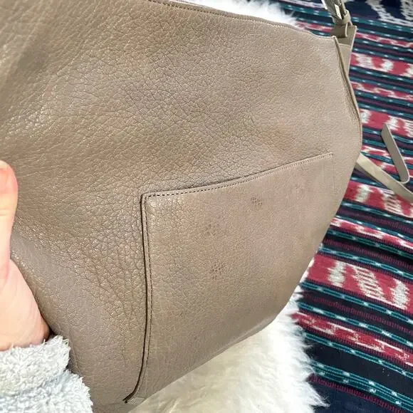 All Saints Taupe Leather Hobo Bag Shoulder Purse - Picture 5 of 15